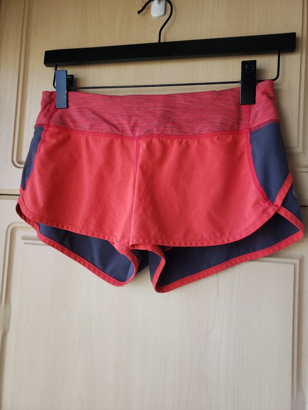 Lululemon Women's Coral and Gray Athletic Shorts
